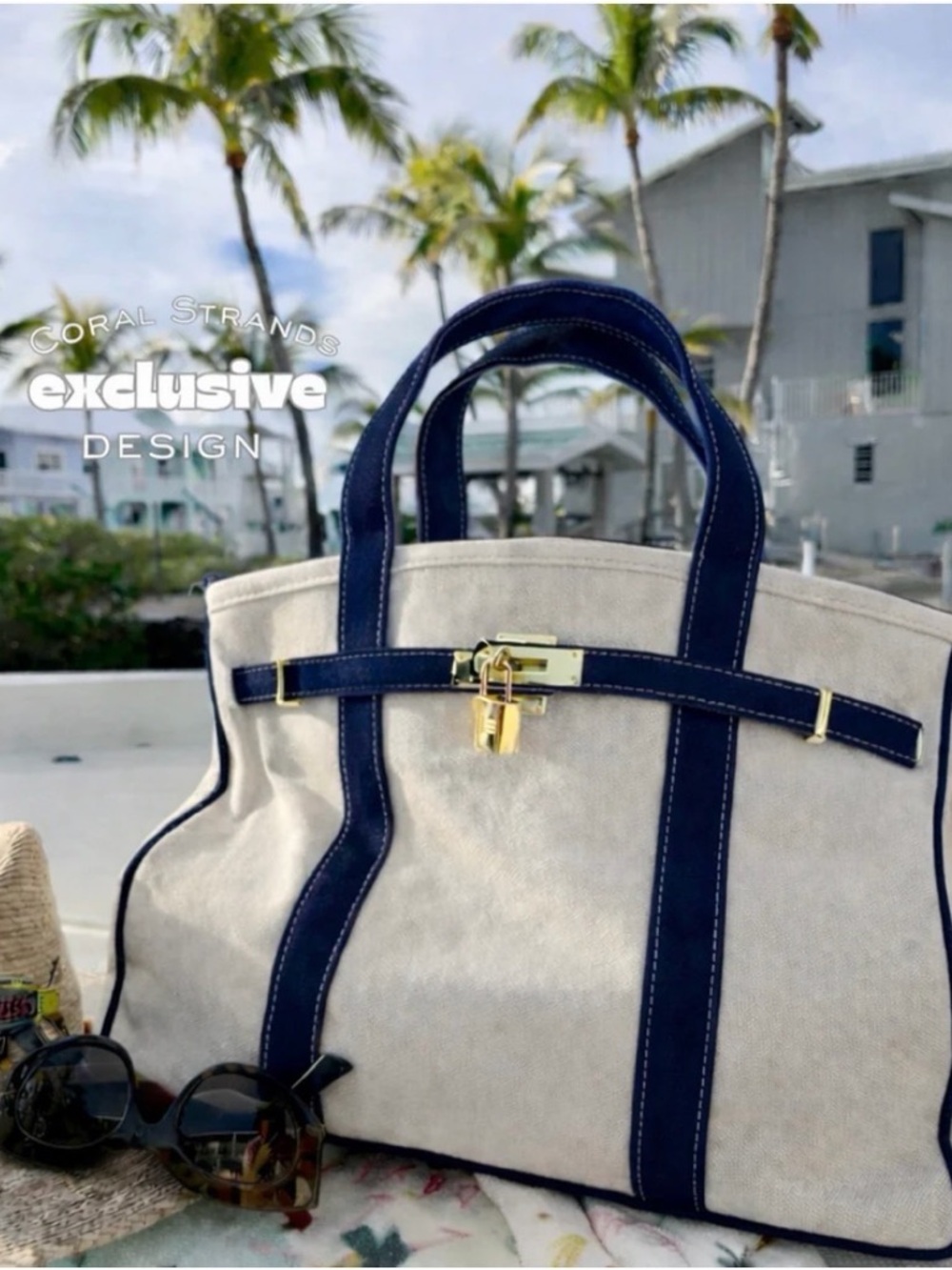 Boatkin Canvas Boat Tote – Navy Trim